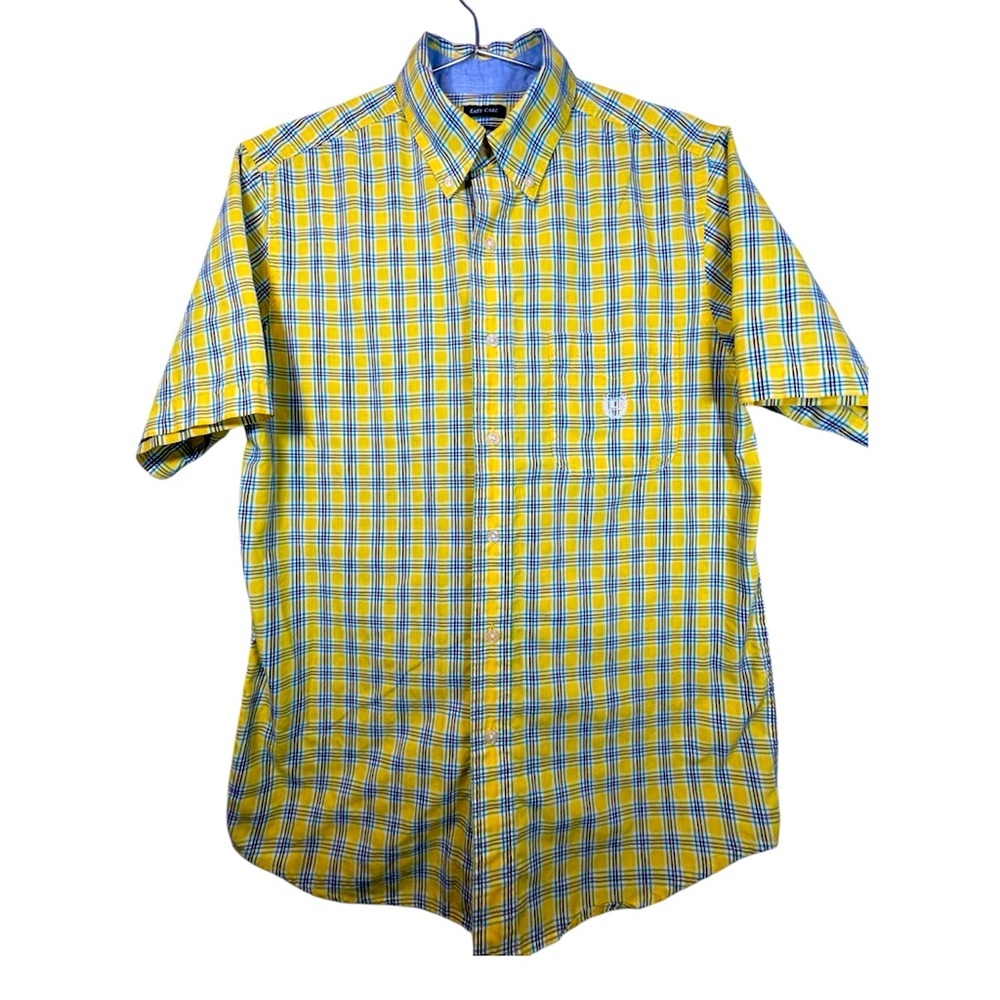 Chaps Yellow & Blue Plaid Casual Button Down Shirt Either Small/Medium